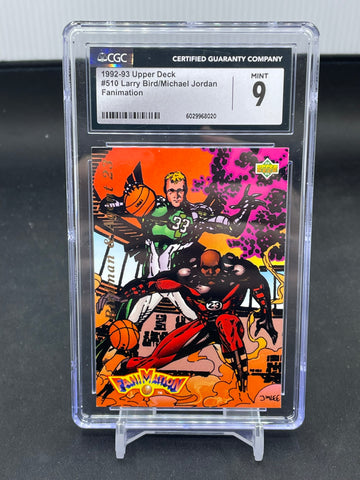 1992 UPPER DECK - FANIMATION - L. BIRD / M. JORDAN - #510 - CGC 9