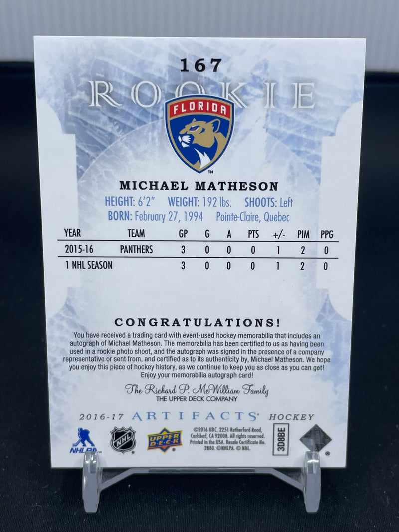 2016 UPPER DECK ARTIFACTS - EMERALD ROOKIES - M. MATHESON - #167 - #'D/35 - DUAL RELIC - AUTOGRAPH - RC