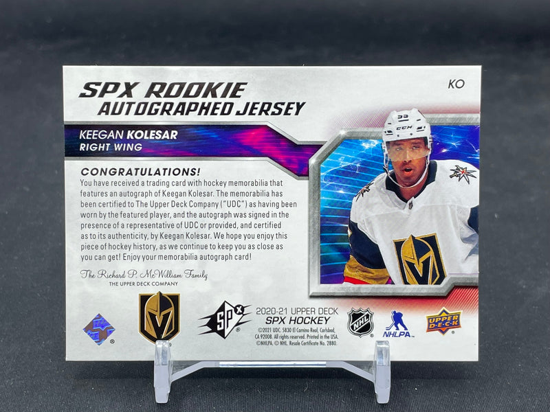 2020 UPPER DECK SPX - ROOKIE AUTOGRAPHED JERSEY - K. KOLESAR -