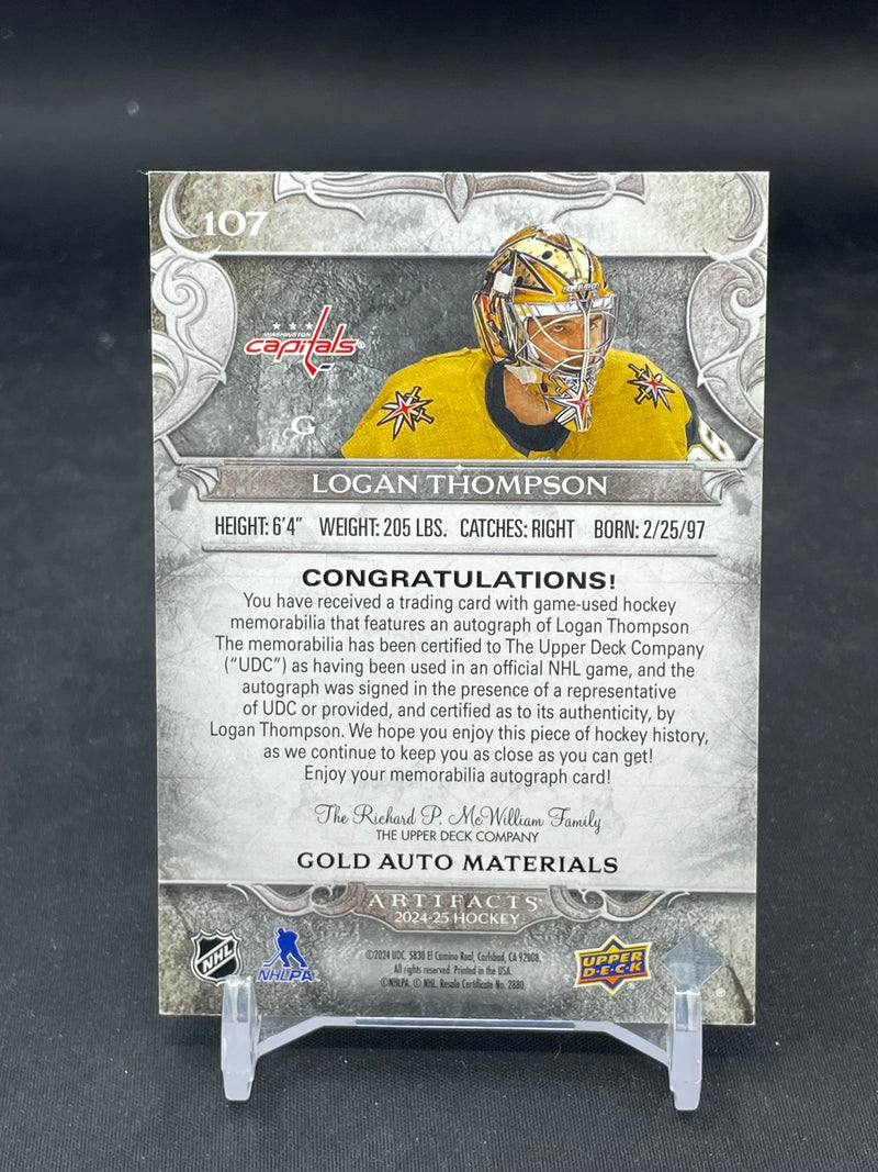 2024 UPPER DECK ARTIFACTS - GOLD AUTO MATERIALS - L. THOMPSON - #107 - #'D/65 - DUAL RELIC - AUTOGRAPH