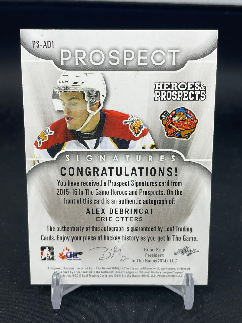 2016 LEAF IN THE GAME HEROES & PROSPECTS - PROSPECT SIGNATURES - A. DEBRINCAT - #PS-AD1 - #'D/3 - AUTOGRAPH