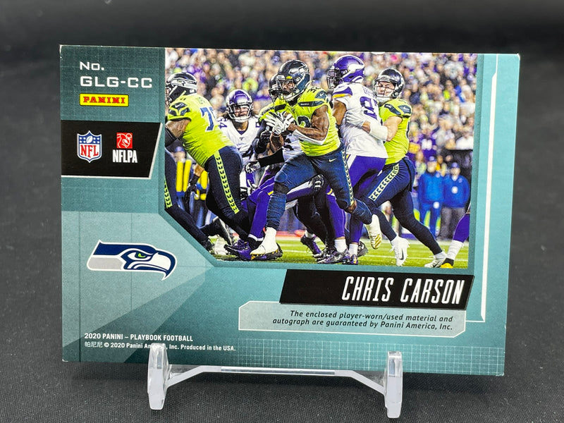 2020 PANINI PLAYBOOK - GREEN - GOAL LINE GRPAHS - C. CARSON - #GLG-CC - #'D/15 - RELIC - AUTOGRAPH