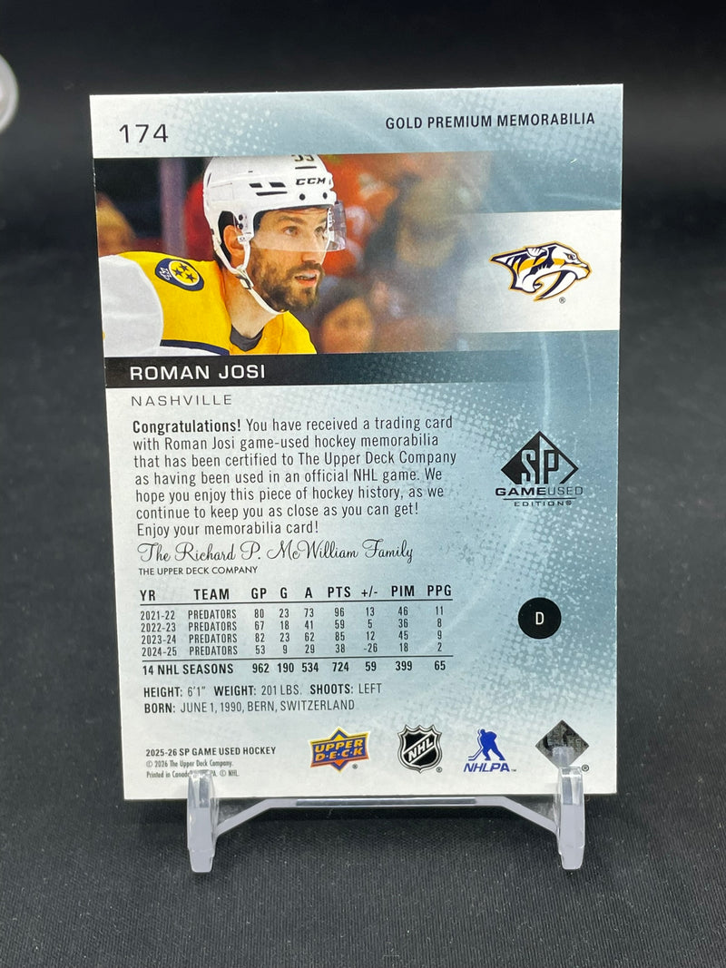 2025 UPPER DECK SP GAME USED - GOLD PREMIUM MEMORABILIA - R. JOSI - #174 - #'D/25 - RELIC