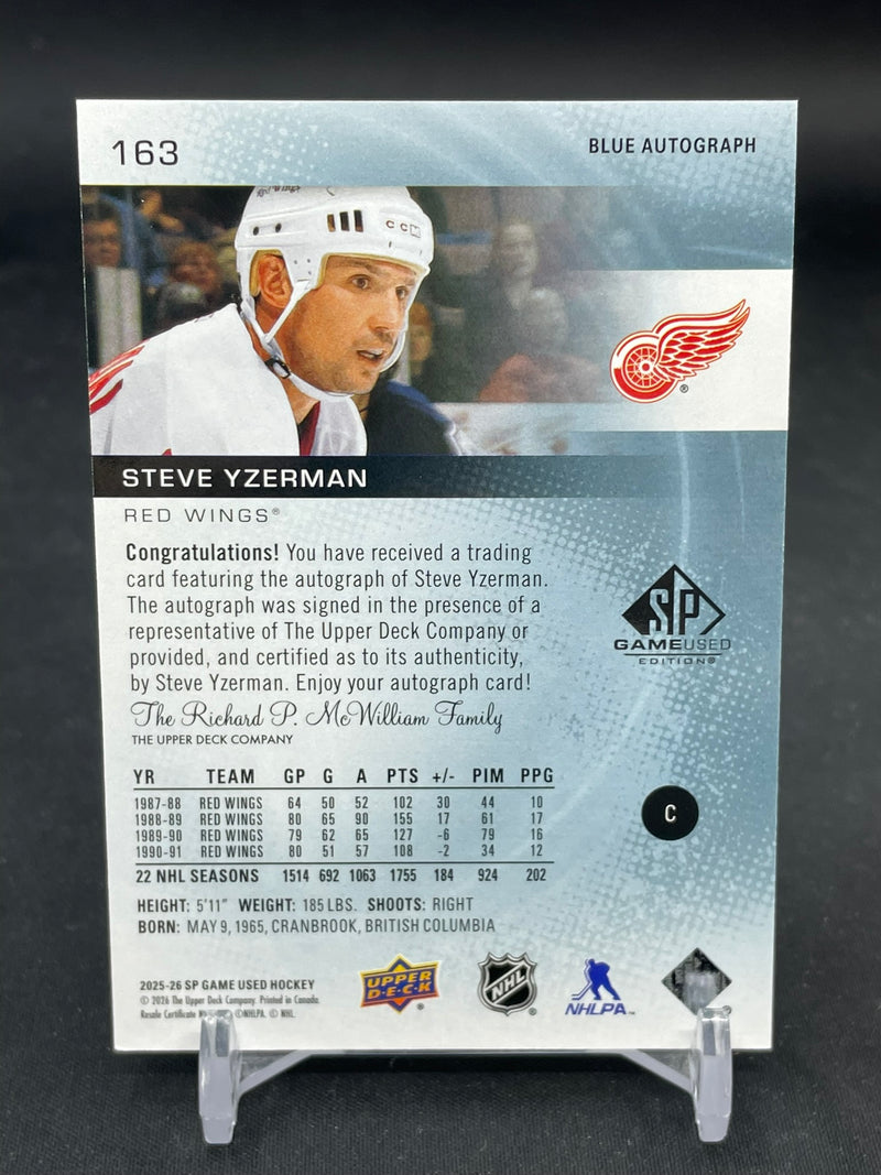 2025 UPPER DECK SP GAME USED - BLUE AUTOGRAPH - S. YZERMAN -