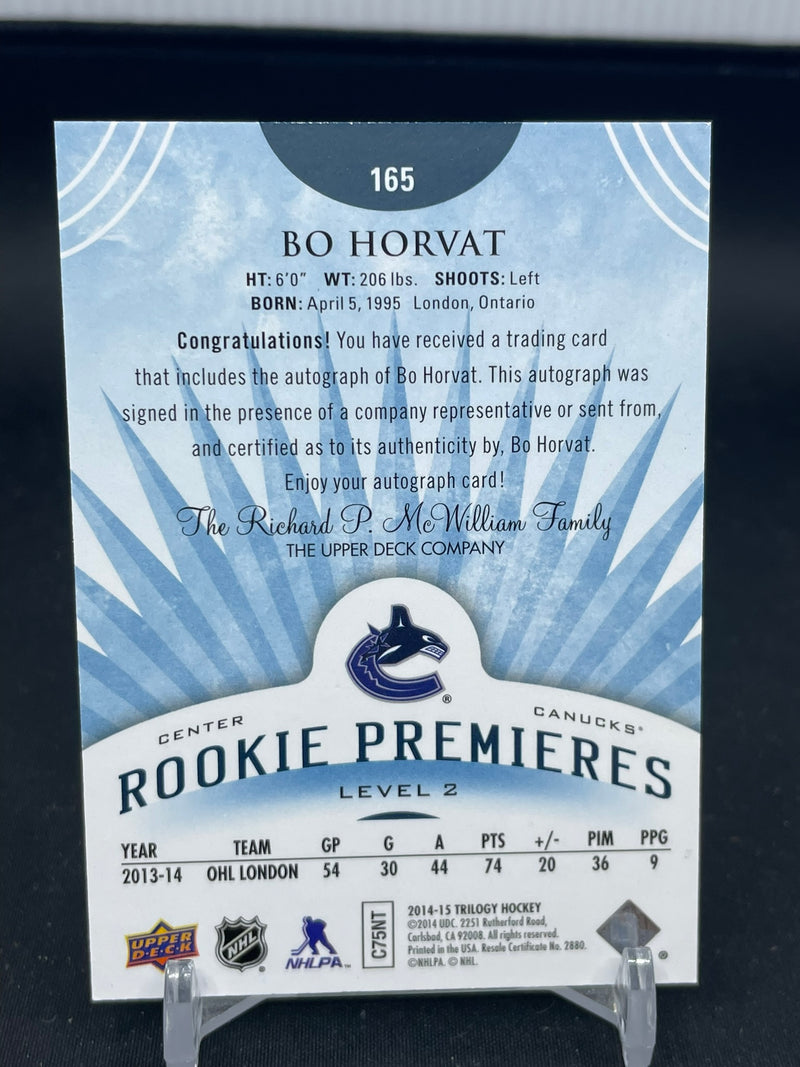 2014 UPPER DECK TRILOGY - ROOKIE PREMIERES - B. HORVAT - #165 - #'D/225 - AUTOGRAPH