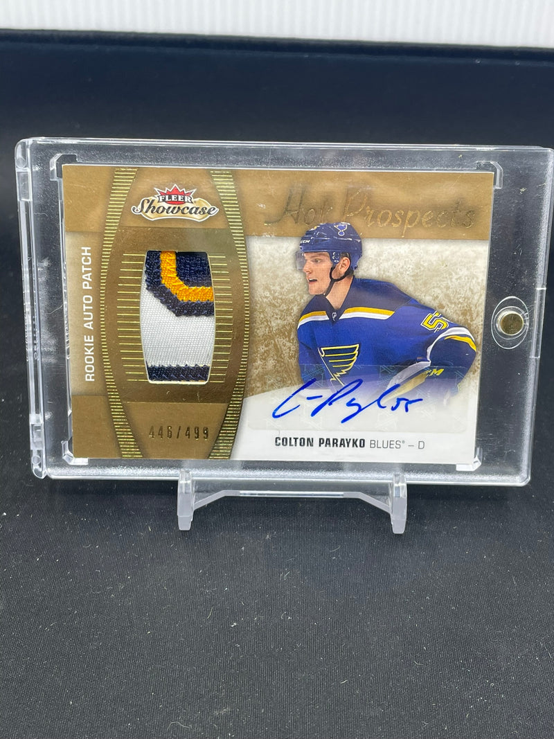 2015 FLEER SHOWCASE - HOT PROSPECTS - C. PARAYKO - #142 - #'D/499 - AUTOGRAPH - RELIC - RC