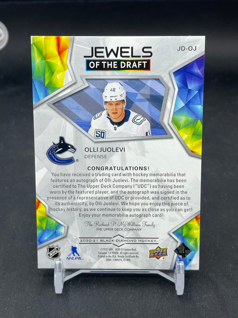 2020 UPPER DECK BLACK DIAMOND - JEWELS OF THE DRAFT - O. JUOLEVI - #JD-OJ - #'D/99 - RELIC - AUTOGRAPH - RC