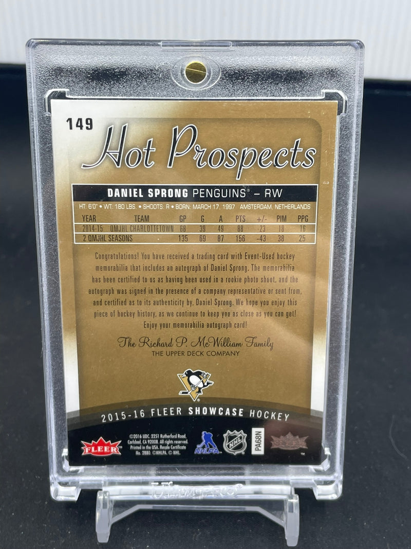 2015 FLEER SHOWCASE - HOT PROSPECTS - D. SPRONG - #149 - #'D/499 - RELIC - AUTOGRAPH - RC