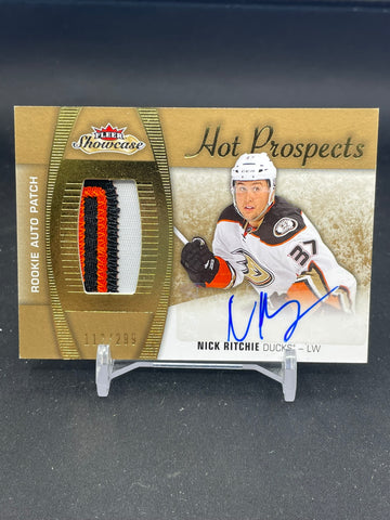 2015 FLEER SHOWCASE - HOT PROSPECTS - N. RITCHIE - #199 - #'D/299 - RELIC - AUTOGRAPH - RC
