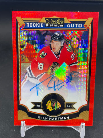 2015 UPPER DECK O-PEE-CHEE PLATINUM - RED PRISM - ROOKIE AUTO - R. HARTMAN - #174 - #'D/75 - AUTOGRAPH - RC