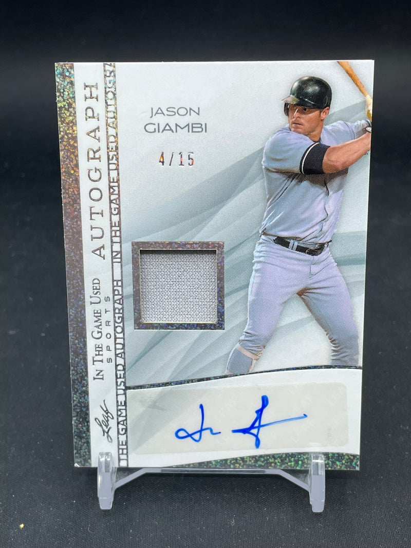 2025 LEAF IN THE GAME USED SPORTS - J. GIAMBI - #IGA-JG1 - #'D/15 - RELIC - AUTOGRAPH