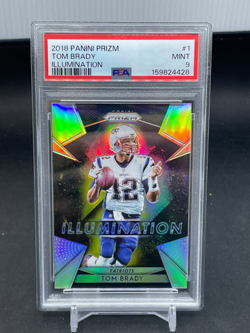 2018 PANINI PRIZM - SILVER PRIZM - ILLUMINATION - T. BRADY - #1 - PSA 9
