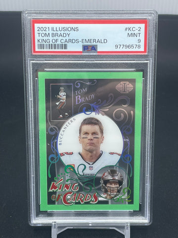 2021 PANINI ILLUSIONS - EMERALD KING OF CARDS - T. BRADY - #KC-2 - PSA 9