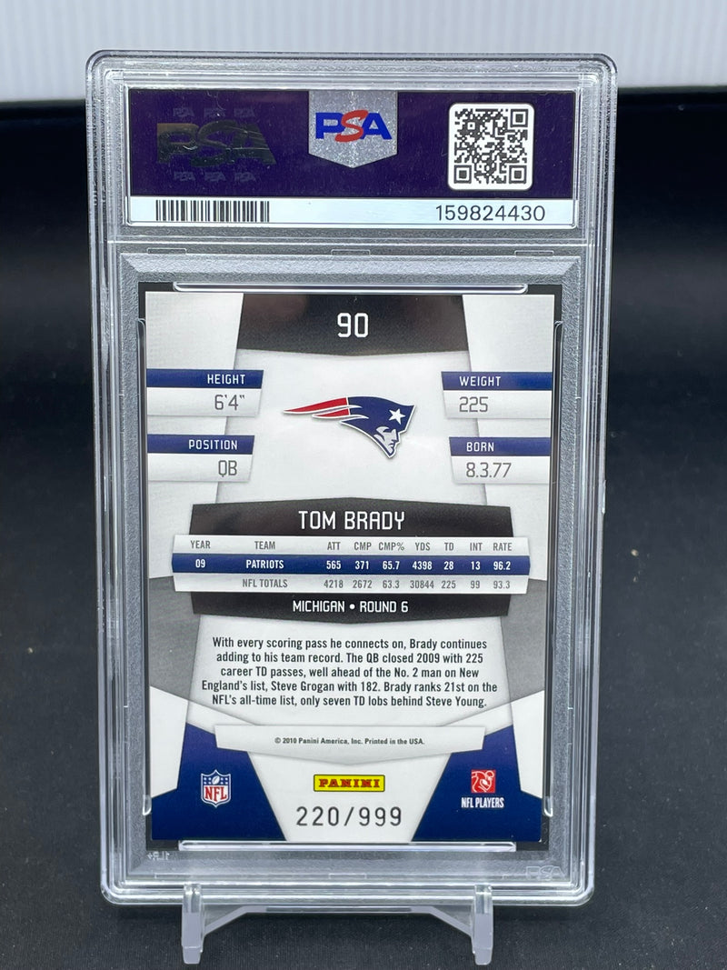 2010 PANINI CERTIFIED - PLATINUM RED - T. BRADY - #90 - #'D/999 - PSA 9