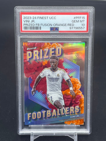 2023 TOPPS FINEST UCC - PRIZED FOOTBALLERS - ORANGE/RED - VINI JR. - #PFF15 - PSA 10