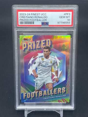 2023 TOPPS FINEST UCC - PRIZED FOOTBALLER - C. RONALDO - #PF3 - PSA 10