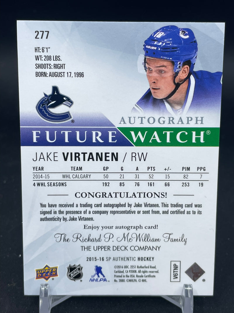 2015 UPPER DECK SP AUTHENTIC - FUTURE WATCH AUTO - J. VIRTANEN - #277 - #'D/999 - AUTOGRAPH - RC