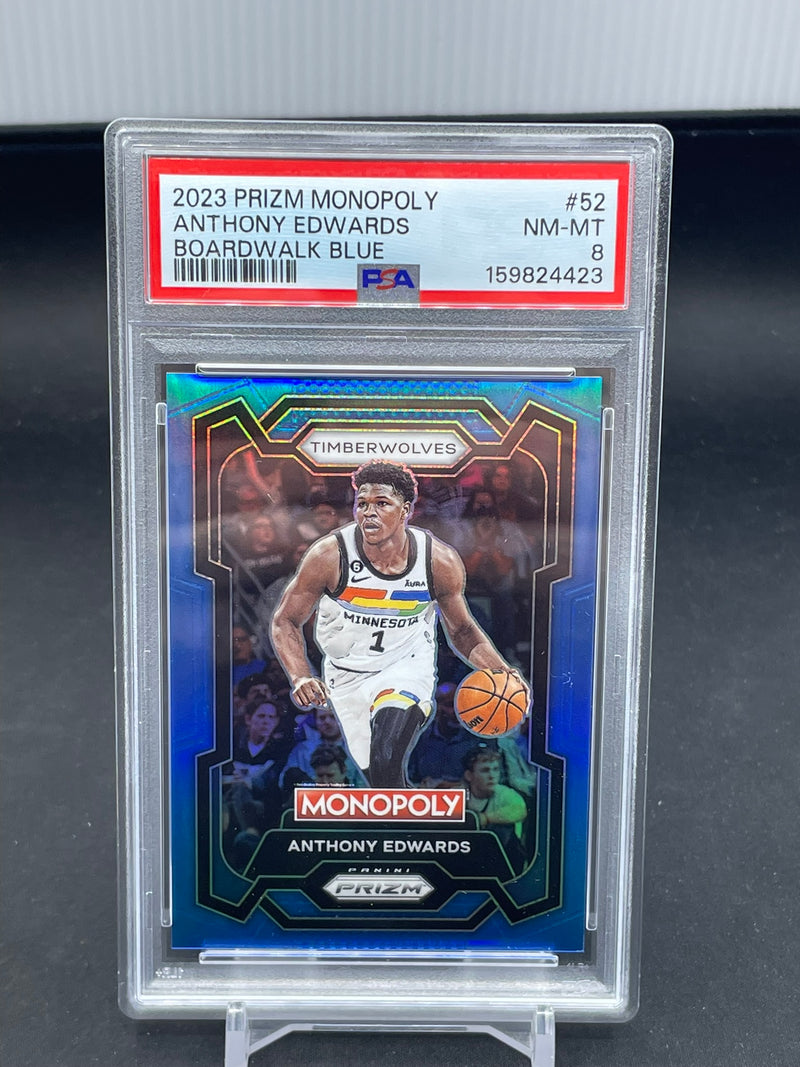 2023 PANINI PRIZM MONOPOLY - BOARDWALK BLUE - A. EDWARDS - #52 - #'D/15 - PSA 8