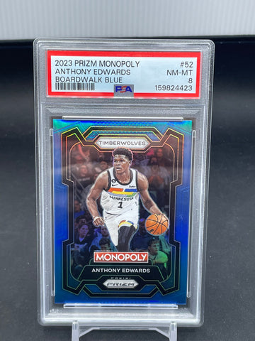 2023 PANINI PRIZM MONOPOLY - BOARDWALK BLUE - A. EDWARDS - #52 - #'D/15 - PSA 8