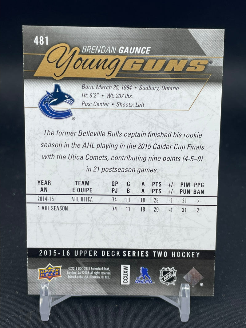 2015 UPPER DECK SERIES TWO - UD EXCLUSIVES - YOUNG GUNS - B. GAUNCE - #481 - #'D/100 - RC