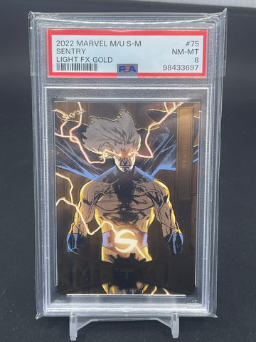 2022 UPPER DECK MARVEL METAL UNIVERSE - LIGHT FX GOLD - SENTRY - #75 - PSA 8