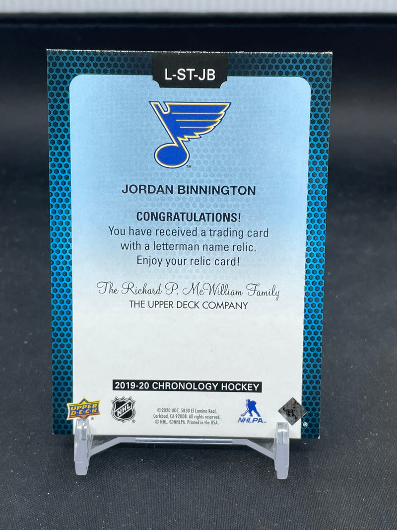 2019 UPPER DECK CHRONOLOGY - LETTERMAN NAME RELIC - J. BINNINGTON - #L-ST-JB - #'D/35 - RELIC
