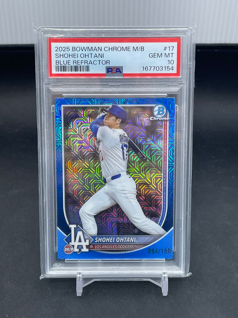 2025 TOPPS BOWMAN CHROME - MEGA BOX BLUE REFRACTOR - S. OHTANI - #17 - #'D/150 - PSA 10