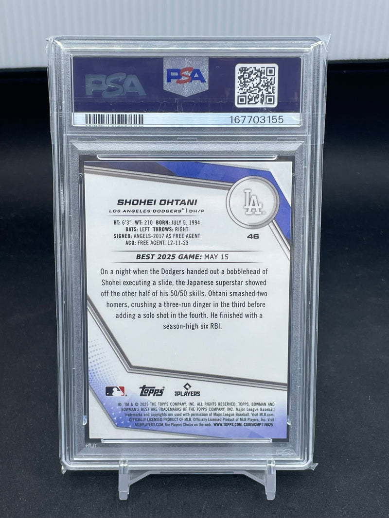 2025 TOPPS BOWMAN'S BEST - YELLOW LAZER - S. OHTANI - #46 - #'D/75 - PSA 10