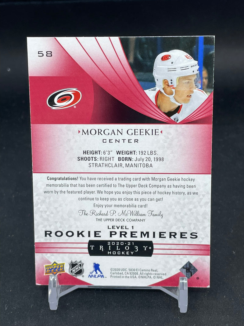 2020 UPPER DECK TRILOGY - RED - ROOKIE PREMIERES - M. GEEKIE - #58 - #'D/499 - RELIC - RC