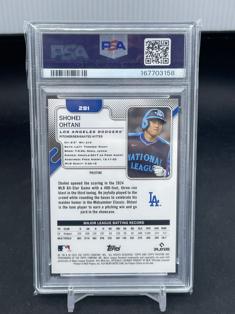 2025 TOPPS PRISTINE - PURPLE PRISTINE - S. OHTANI - #281 - #'D/99 - PSA 10