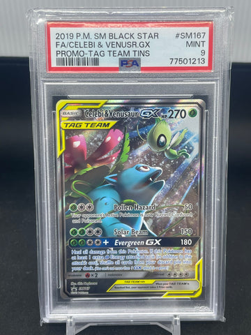 POKEMON - PROMO - CELEBI & VENUSAUR GX - FULL ART - #SM167 - PSA 9