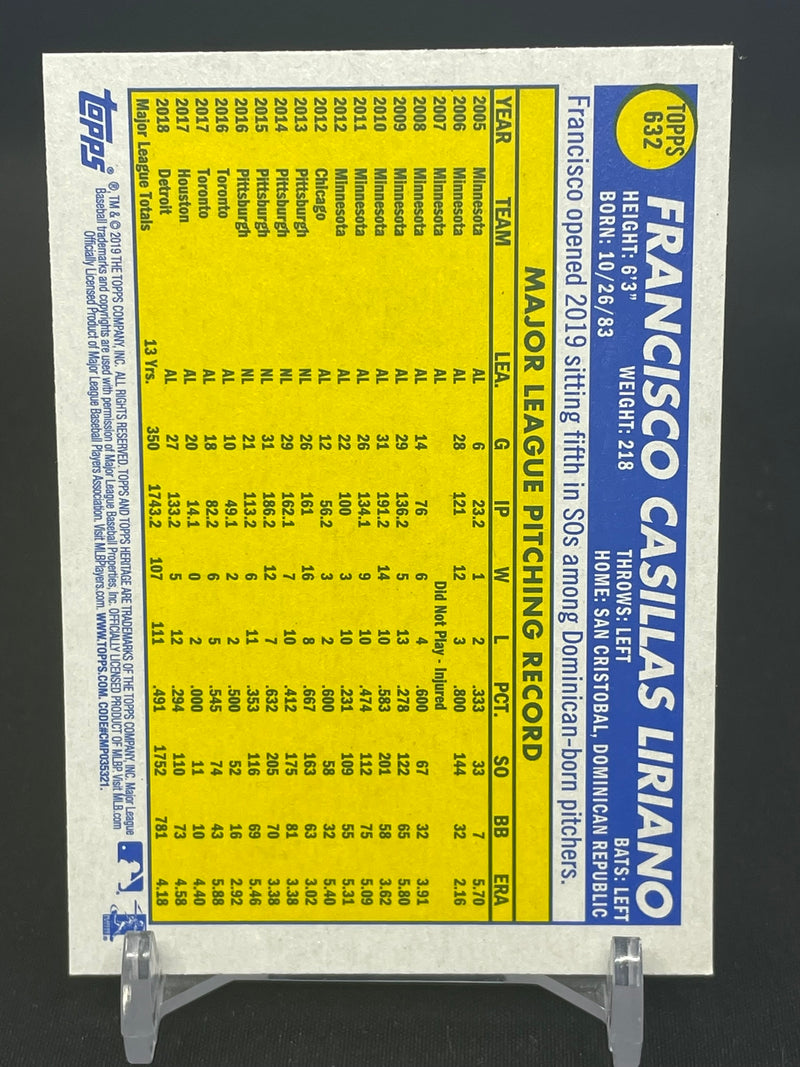 2019 TOPPS HERITAGE - BLACK BORDER - F. LIRIANO -