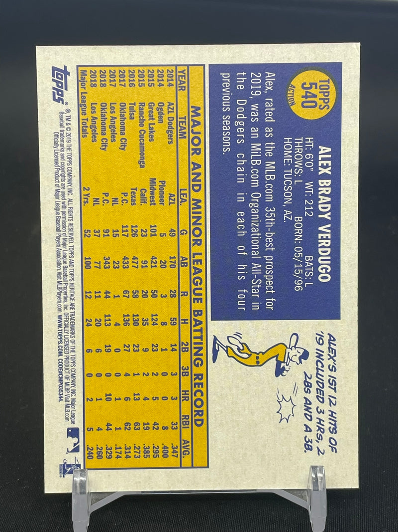 2019 TOPPS HERITAGE - ACTION - A. VERDUGO -