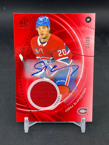 2025 UPPER DECK SP GAME USED - RED AUTOGRAPH JERSEY - J. SLAFKOVSKY - #196 - #'D/35 - RELIC - AUTOGRAPH