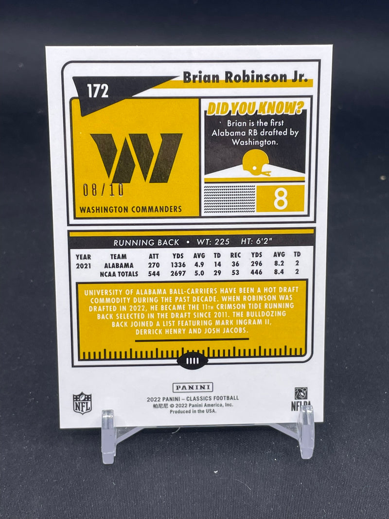 2022 PANINI CLASSICS - ORANGE LAZER - ROOKIES - B. ROBINSON JR. - #172 - #'D/10 - RC