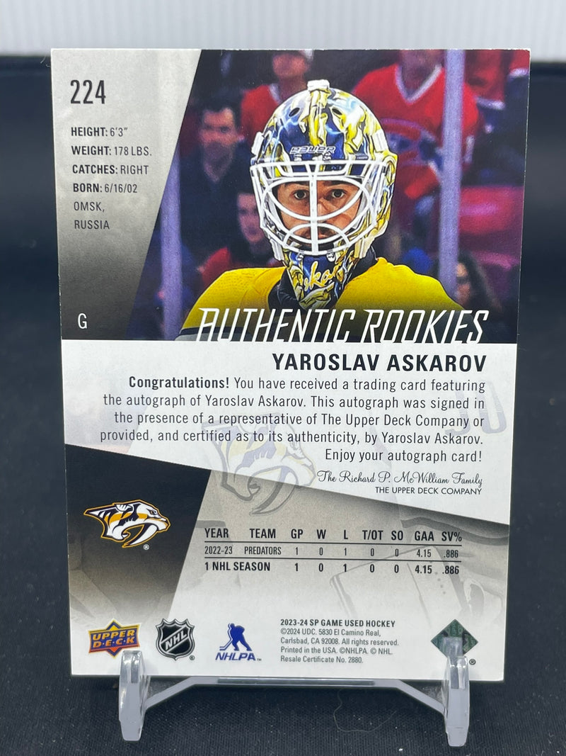 2023 UPPER DECK SP GAME USED - GOLD - AUTHENTIC ROOKIES - V. ASKAROV - #224 - #'D/25 - RELIC