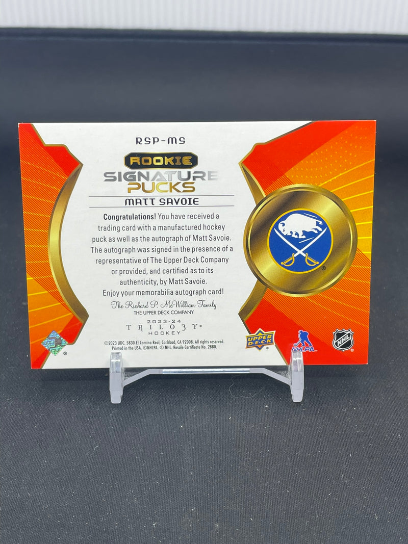 2023 UPPER DECK TRILOGY - ROOKIE SIGNATURE PUCKS - M. SAVOIE - RSP-MS -