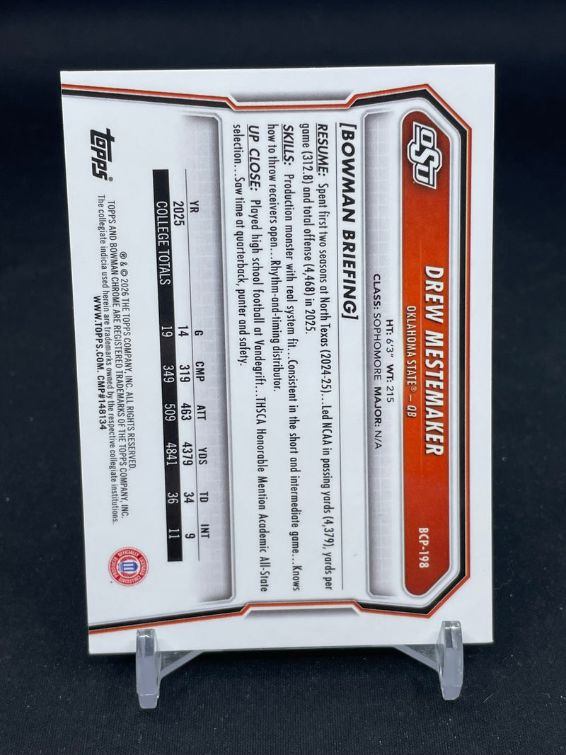 2026 TOPPS BOWMAN CHROME UNIVERSITY - 1ST BOWMAN - D. MESTEMAKER -