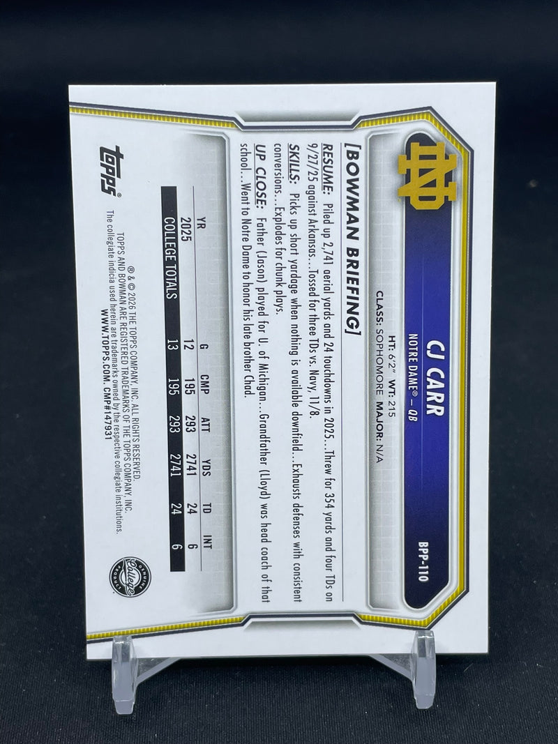 2026 TOPPS BOWMAN UNIVERSITY - 1ST BOWMAN - C. CARR -