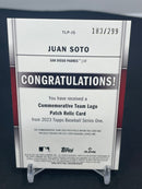 2023 TOPPS SERIES ONE - COMMEMORATIVE TEAM LOGO PATCH - J. SOTO - #TLP-JS - #'D/299 - RELIC
