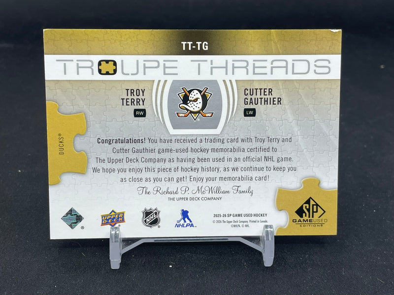 2025 UPPER DECK SP GAME USED - TROUPE THREADS - T. TERRY / C. GAUTHIER - #TT-TG - #'D/199 - DUAL RELIC