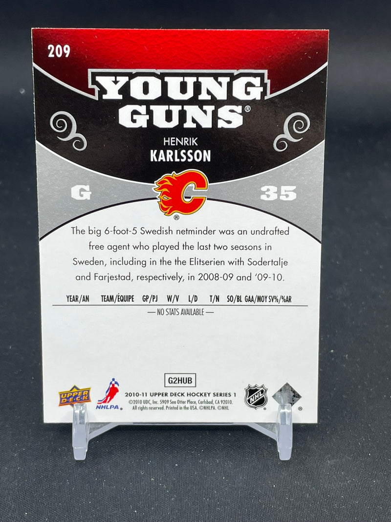 2010 UPPER DECK SERIES ONE - YOUNG GUNS - H. KARLSSON -