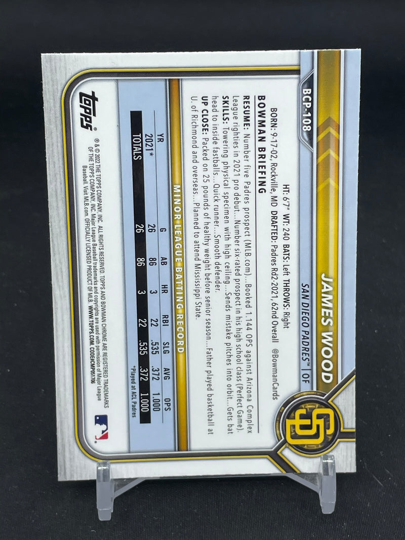 2022 TOPPS BOWMAN CHROME - 1ST BOWMAN - J. WOOD -