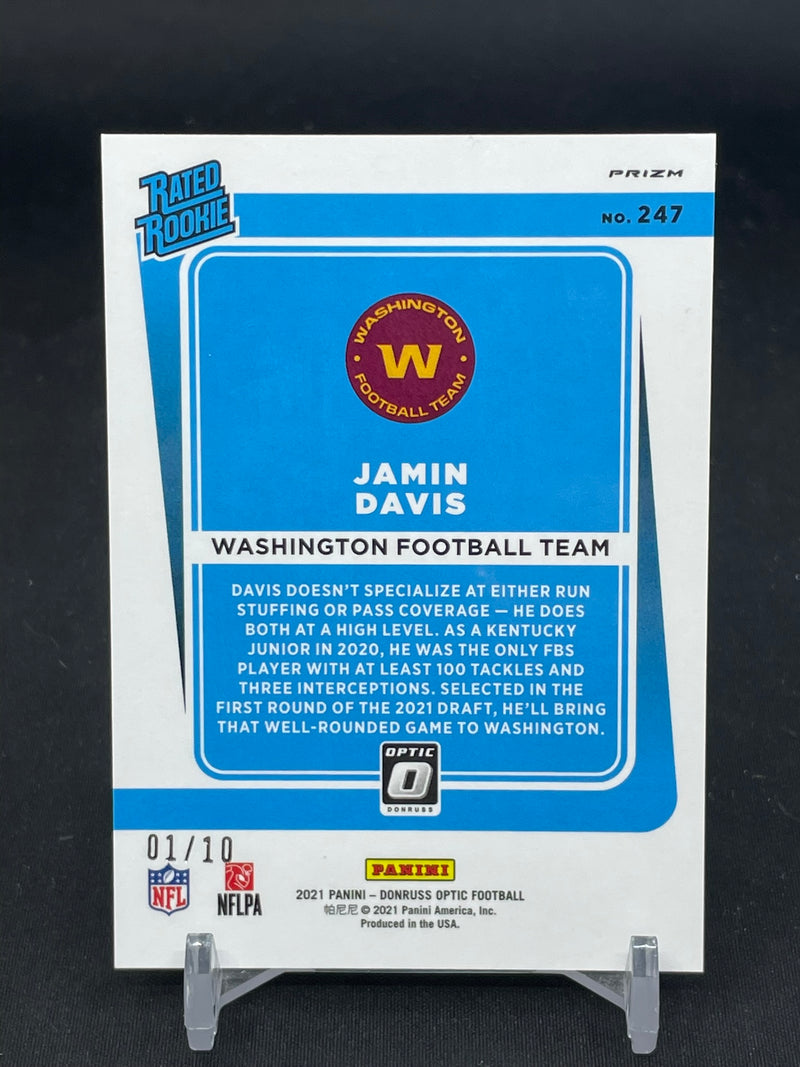 2021 PANINI DONRUSS OPTIC - GOLD PRIZM - J. DAVIS - #247 - #'D/10 - RC