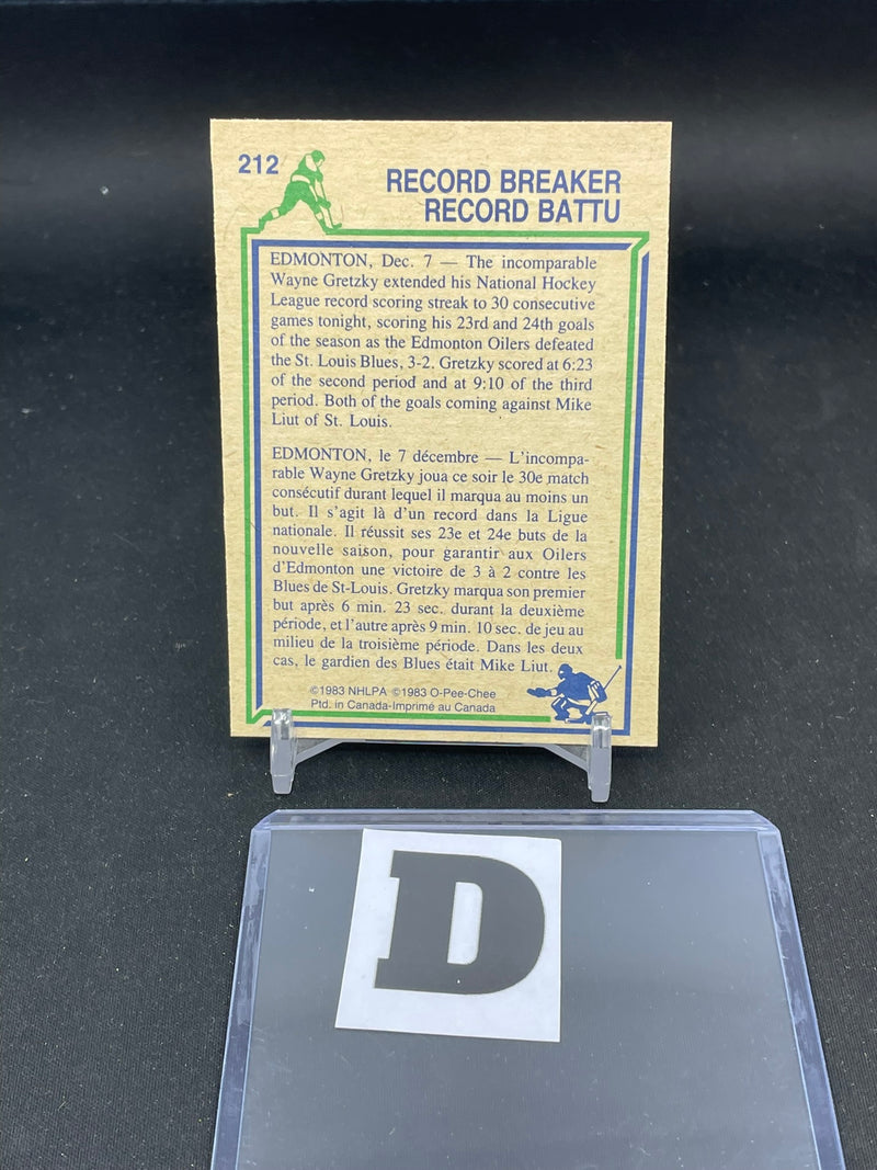 1983 O-PEE-CHEE - RECORD BREAKERS - W. GRETZKY -