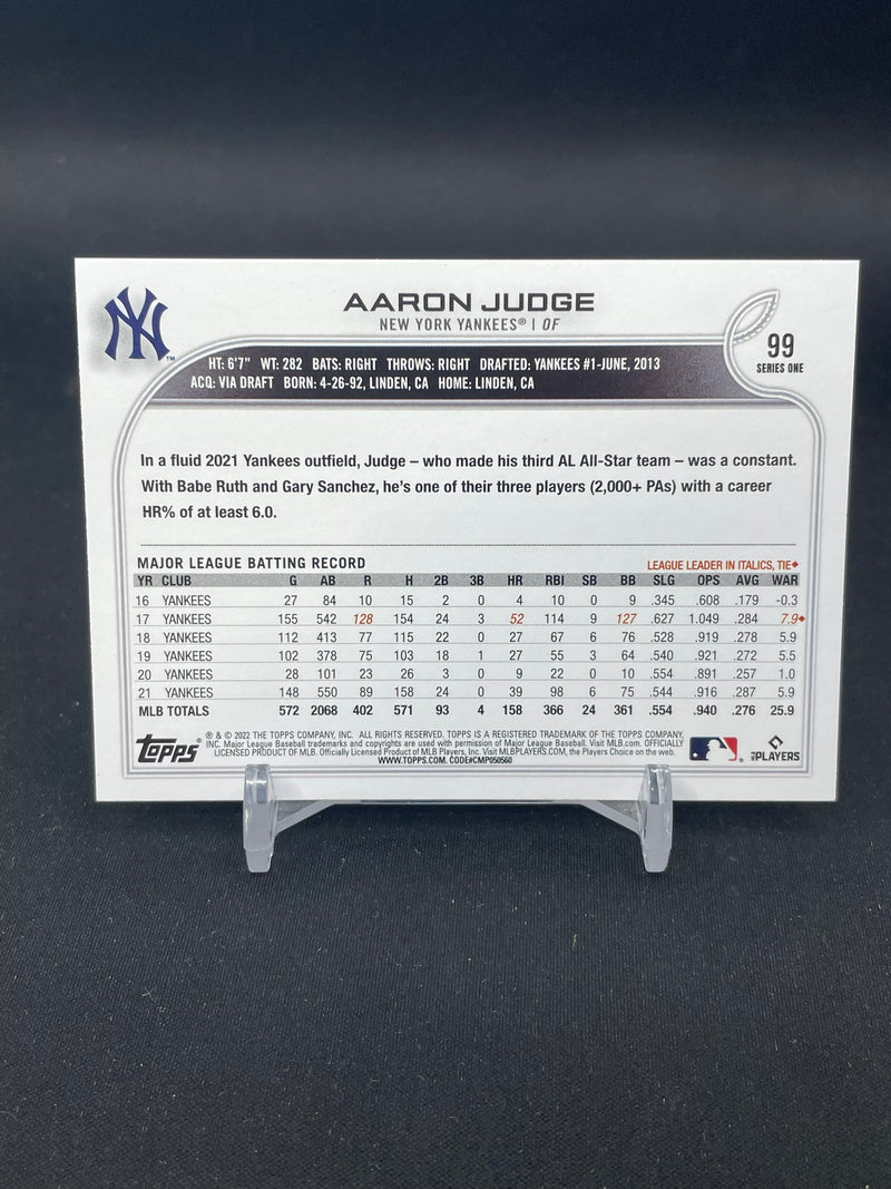 2022 TOPPS SERIES ONE - SSP FIELD OF DREAMS IMAGE VARIATION - A. JUDGE -