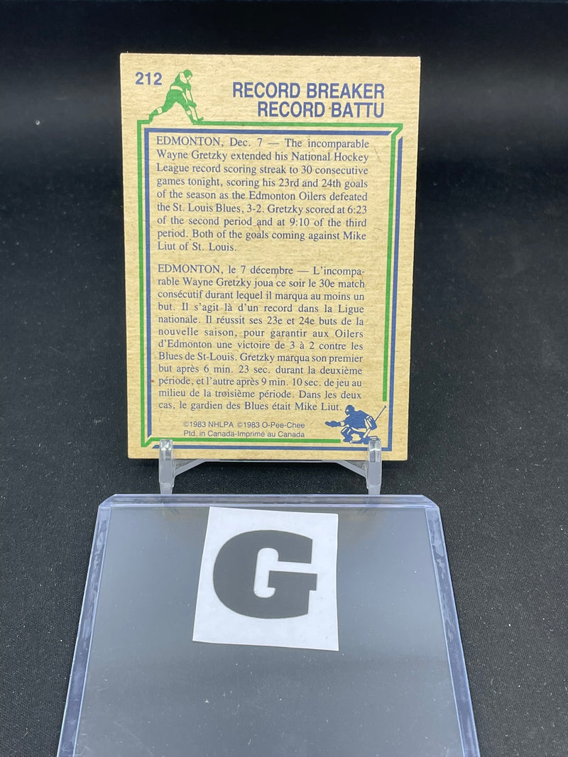 1983 O-PEE-CHEE - RECORD BREAKERS - W. GRETZKY -