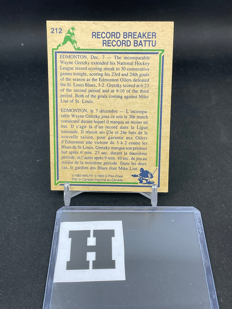 1983 O-PEE-CHEE - RECORD BREAKERS - W. GRETZKY -