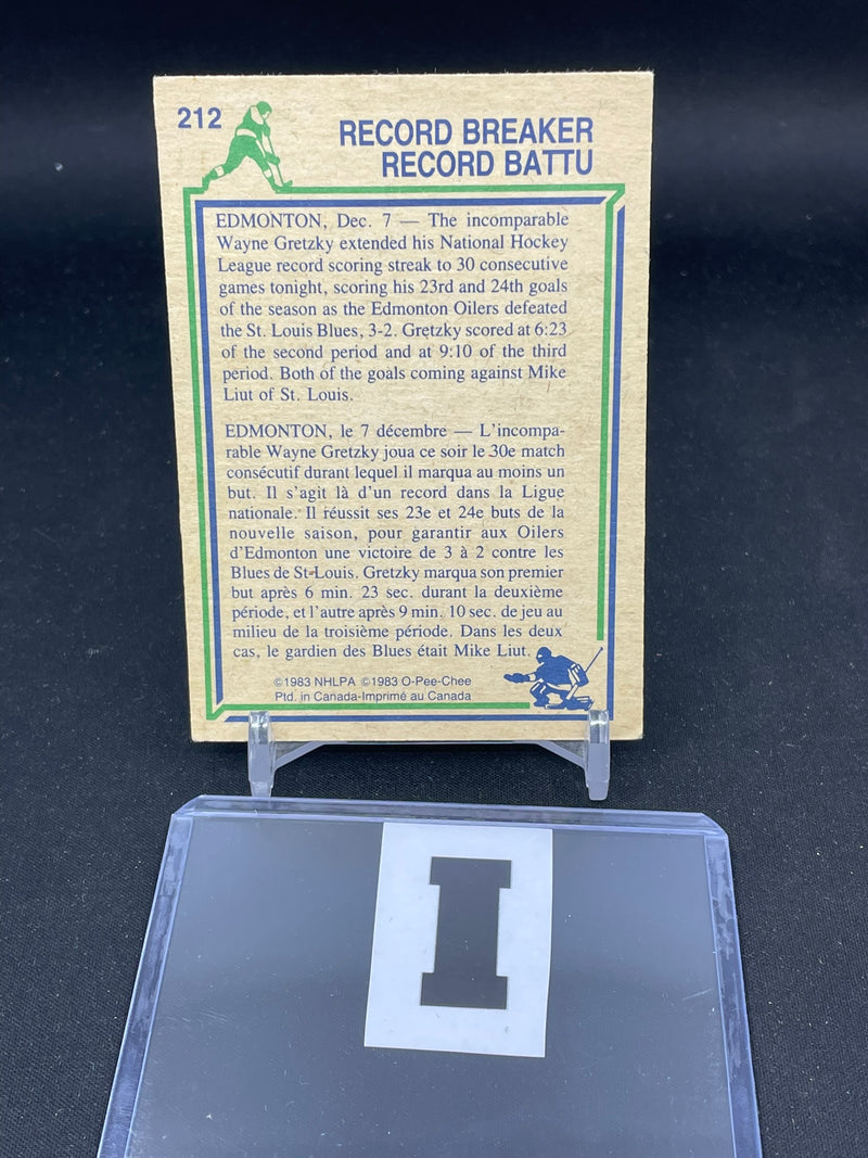 1983 O-PEE-CHEE - RECORD BREAKERS - W. GRETZKY -