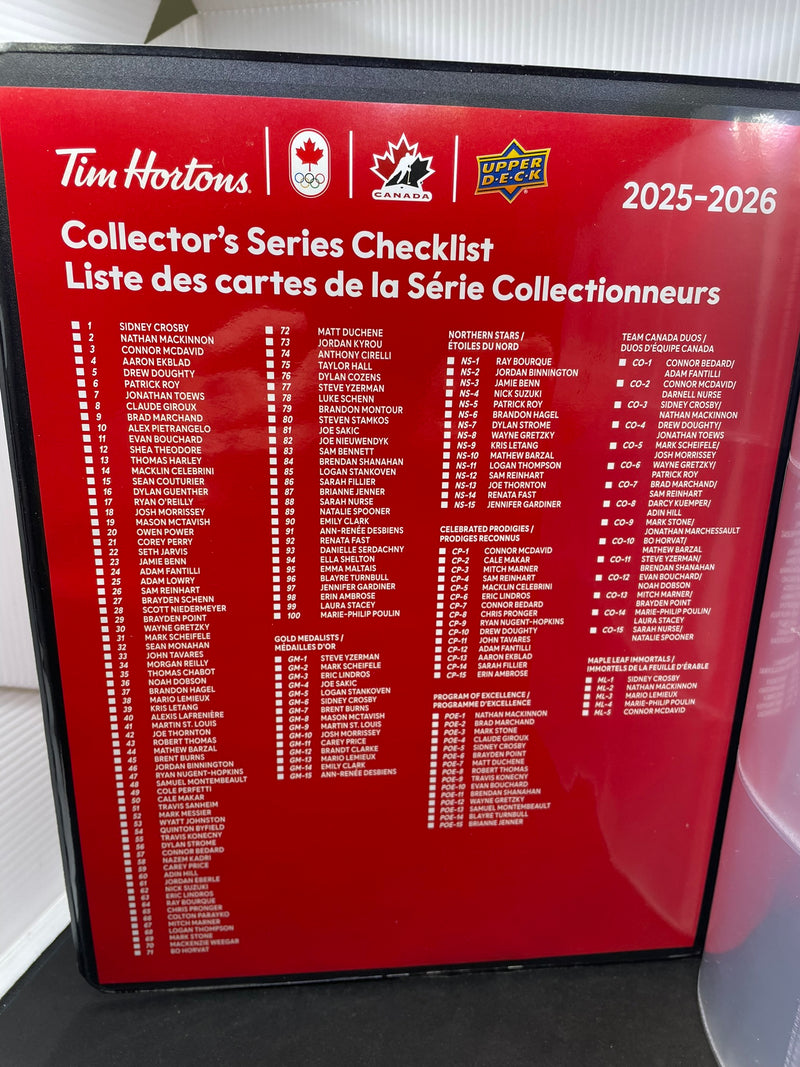 2025-26 UPPER DECK TIM HORTONS TEAM CANADA BINDER